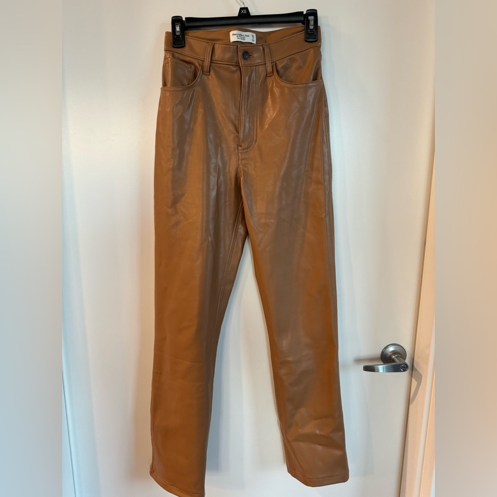 Abercrombie “the 90s straight ultra high rise” vegan leather pant